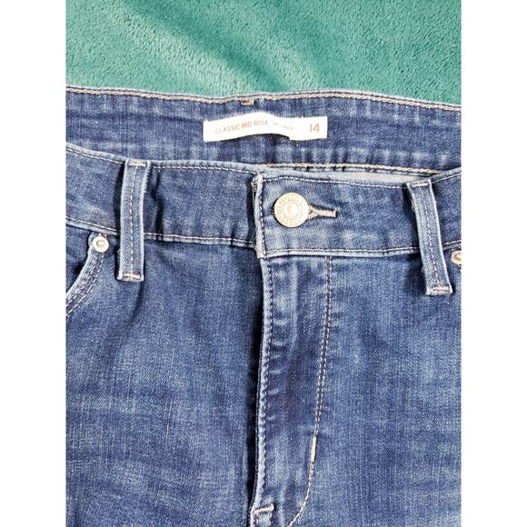 Levis Jeans Size 14 Womens Blue Denim Ladies Pants Mid Rise Classic Skinny - Picture 6 of 14